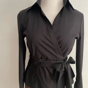 Worthington Black Wrap Blouse